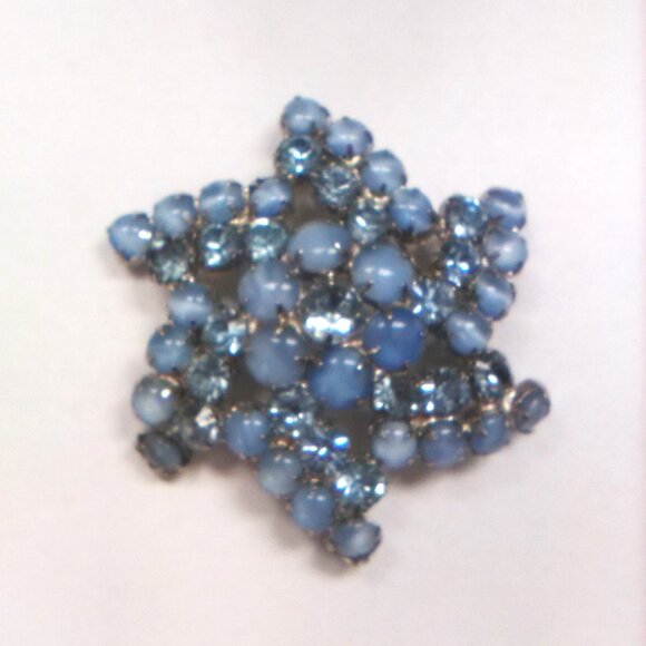 Vintage Blue Moonglow Silver-Tone Brooch - Picture 1 of 6
